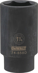 DEWALT DWMT74658OSP Impact Socket, 1-1/4 in Socket, 1/2 in Drive, 6-Point, CR-440 Steel, Black Oxide