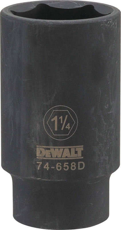 DEWALT DWMT74658OSP Impact Socket, 1-1/4 in Socket, 1/2 in Drive, 6-Point, CR-440 Steel, Black Oxide