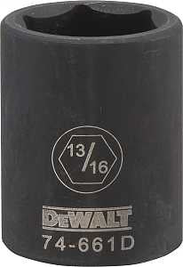 DEWALT DWMT74661OSP Impact Socket, 13/16 in Socket, 1/2 in Drive, 6-Point, CR-440 Steel, Black Oxide