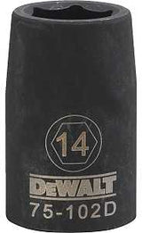 DEWALT DWMT75102OSP Deep Impact Socket, 14 mm Socket, 1/2 in Drive, 6-Point, Steel, Black Oxide