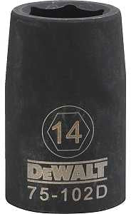 DEWALT DWMT75102OSP Deep Impact Socket, 14 mm Socket, 1/2 in Drive, 6-Point, Steel, Black Oxide