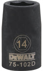 DEWALT DWMT75102OSP Deep Impact Socket, 14 mm Socket, 1/2 in Drive, 6-Point, Steel, Black Oxide