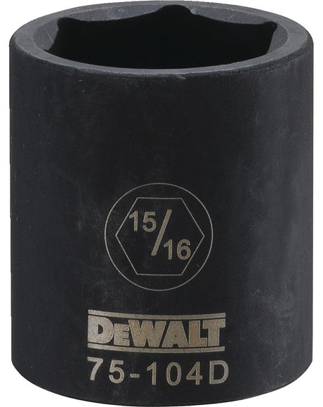 DEWALT DWMT75104OSP Deep Impact Socket, 15/16 in Socket, 1/2 in Drive, 6-Point, Steel, Black Oxide