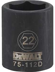 DEWALT DWMT75112OSP Deep Impact Socket, 22 mm Socket, 1/2 in Drive, 6-Point, Steel, Black Oxide