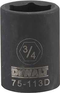 DEWALT DWMT75113OSP Deep Impact Socket, 3/4 in Socket, 1/2 in Drive, 6-Point, Steel, Black Oxide