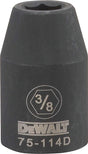 DEWALT DWMT75114OSP Deep Impact Socket, 3/8 in Socket, 1/2 in Drive, 6-Point, Steel, Black Oxide