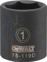 DEWALT DWMT75119OSP Deep Impact Socket, 1 in Socket, 1/2 in Drive, 6-Point, Steel, Black Oxide