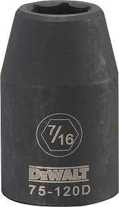 DEWALT DWMT75120OSP Deep Impact Socket, 7/16 in Socket, 1/2 in Drive, 6-Point, Steel, Black Oxide