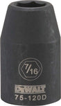 DEWALT DWMT75120OSP Deep Impact Socket, 7/16 in Socket, 1/2 in Drive, 6-Point, Steel, Black Oxide