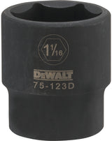 DEWALT DWMT75123OSP Deep Impact Socket, 1-1/16 in Socket, 1/2 in Drive, 6-Point, Vanadium Steel, Chrome Plated