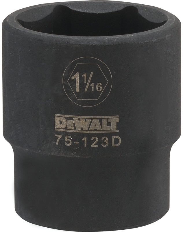 DEWALT DWMT75123OSP Deep Impact Socket, 1-1/16 in Socket, 1/2 in Drive, 6-Point, Vanadium Steel, Chrome Plated