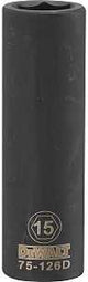 DEWALT DWMT75126OSP Deep Impact Socket, 15 mm Socket, 1/2 in Drive, 6-Point, Steel, Black Oxide