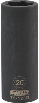 DEWALT DWMT75128OSP Deep Impact Socket, 20 mm Socket, 1/2 in Drive, 6-Point, Steel, Black Oxide