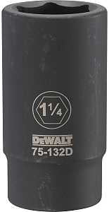 DEWALT DWMT75132OSP Impact Socket, 1-1/4 in Socket, 3/4 in Drive, 6-Point, CR-440 Steel, Black Oxide