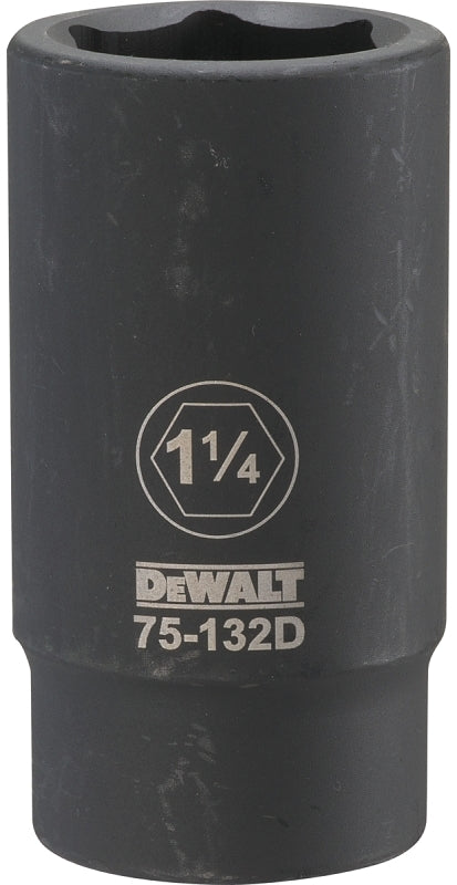 DEWALT DWMT75132OSP Impact Socket, 1-1/4 in Socket, 3/4 in Drive, 6-Point, CR-440 Steel, Black Oxide