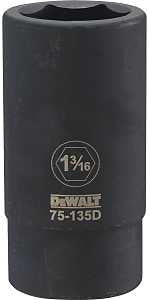 DEWALT DWMT75135OSP Impact Socket, 1-3/16 in Socket, 3/4 in Drive, 6-Point, CR-440 Steel, Black Oxide