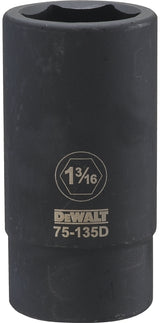 DEWALT DWMT75135OSP Impact Socket, 1-3/16 in Socket, 3/4 in Drive, 6-Point, CR-440 Steel, Black Oxide