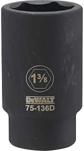 DEWALT DWMT75136OSP Impact Socket, 1-3/8 in Socket, 3/4 in Drive, 6-Point, CR-440 Steel, Black Oxide