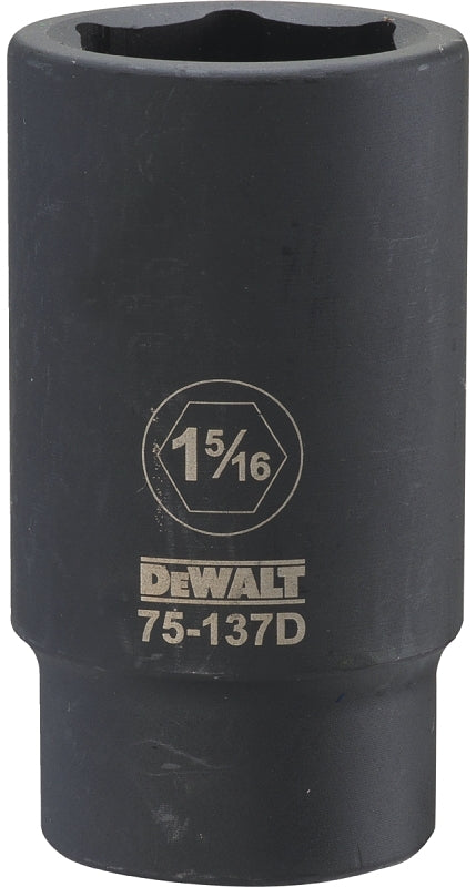 DEWALT DWMT75137OSP Impact Socket, 1-5/16 in Socket, 3/4 in Drive, 6-Point, CR-440 Steel, Black Oxide