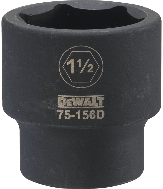 DEWALT DWMT75156OSP Impact Socket, 1-1/2 in Socket, 3/4 in Drive, 6-Point, CR-440 Steel, Black Oxide