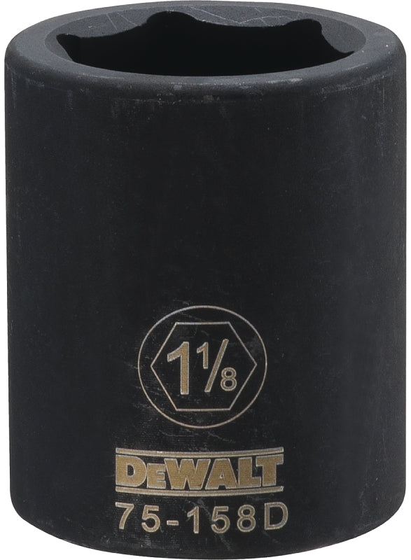 DEWALT DWMT75158OSP Impact Socket, 1-1/8 in Socket, 3/4 in Drive, 6-Point, CR-440 Steel, Black Oxide