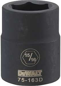 DEWALT DWMT75163OSP Impact Socket, 15/16 in Socket, 3/4 in Drive, 6-Point, CR-440 Steel, Black Oxide