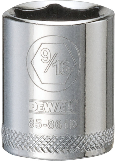 DEWALT DWMT85861OSP Hand Socket, 9/16 in Socket, 1/4 in Drive, 6-Point, Vanadium Steel, Polished Chrome