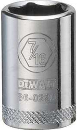 DEWALT DWMT86029OSP Hand Socket, 7/16 in Socket, 1/4 in Drive, 6-Point, Vanadium Steel, Polished Chrome