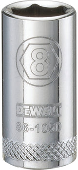 DEWALT DWMT86105OSP Hand Socket, 8 mm Socket, 1/4 in Drive, 6-Point, Vanadium Steel, Polished Chrome