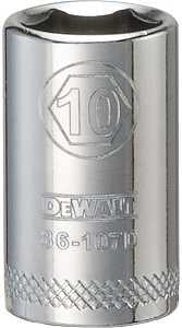 DEWALT DWMT86107OSP Hand Socket, 10 mm Socket, 1/4 in Drive, 6-Point, Vanadium Steel, Polished Chrome