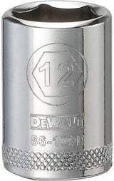 DEWALT DWMT86109OSP Hand Socket, 12 mm Socket, 1/4 in Drive, 6-Point, Vanadium Steel, Polished Chrome