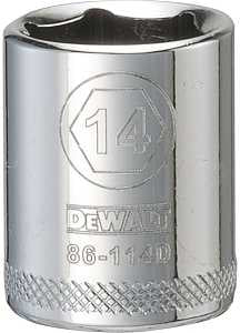 DEWALT DWMT86114OSP Hand Socket, 14 mm Socket, 1/4 in Drive, 6-Point, Vanadium Steel, Polished Chrome