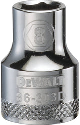 DEWALT DWMT86303OSP Hand Socket, 8 mm Socket, 3/8 in Drive, 6-Point, Vanadium Steel, Polished Chrome