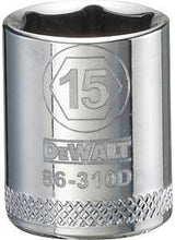 DEWALT DWMT86310OSP Hand Socket, 15 mm Socket, 3/8 in Drive, 6-Point, Vanadium Steel, Polished Chrome