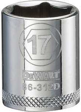 DEWALT DWMT86312OSP Hand Socket, 17 mm Socket, 3/8 in Drive, 6-Point, Vanadium Steel, Polished Chrome