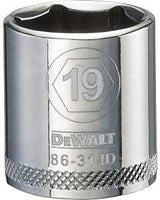 DEWALT DWMT86314OSP Hand Socket, 19 mm Socket, 3/8 in Drive, 6-Point, Vanadium Steel, Polished Chrome