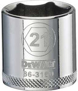 DEWALT DWMT86316OSP Hand Socket, 21 mm Socket, 3/8 in Drive, 6-Point, Vanadium Steel, Polished Chrome