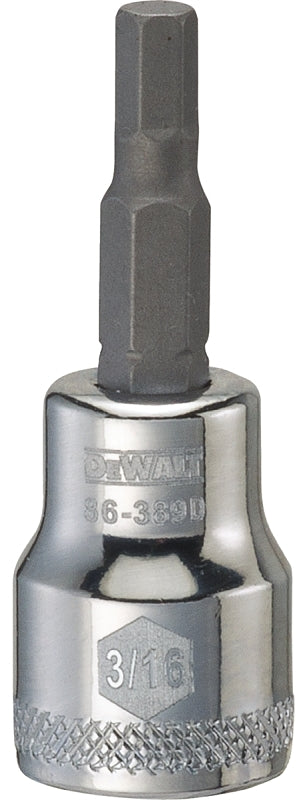 DEWALT DWMT86389OSP Fractional Hex Bit Socket, 3/16 in Tip, 3/8 in Drive, Polished Chrome Vanadium, 1-31/32 in OAL