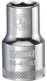 DEWALT DWMT86443OSP Drive Socket, 7/16 in Socket, 1/2 in Drive, 6-Point, Steel, Polished Chrome Vanadium