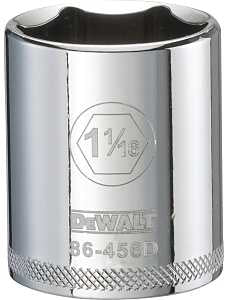 DEWALT DWMT86456OSP Drive Socket, 1-1/16 in Socket, 1/2 in Drive, 6-Point, Steel, Polished Chrome Vanadium