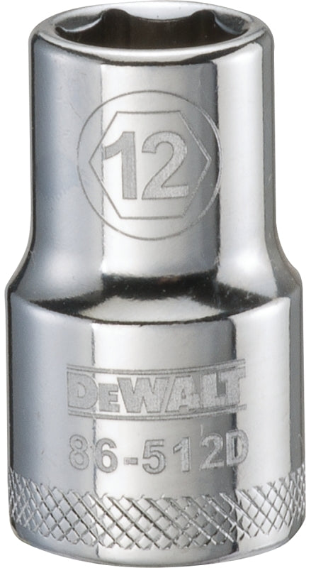 DEWALT DWMT86512OSP Drive Socket, 12 mm Socket, 1/2 in Drive, 6-Point, Vanadium Steel, Polished Chrome