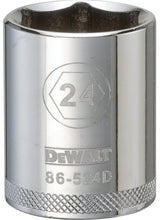 DEWALT DWMT86524OSP Drive Socket, 24 mm Socket, 1/2 in Drive, 6-Point, Vanadium Steel, Polished Chrome