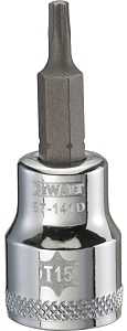 DEWALT DWMT87141OSP Torx Bit Socket, T15 Tip, 3/8 in Drive, Polished Chrome Vanadium