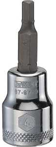 DEWALT DWMT87971OSP Fractional Hex Bit Socket, 4 mm Tip, 3/8 in Drive, Polished Chrome Vanadium, 1-31/32 in OAL