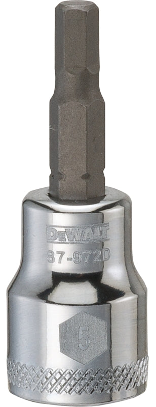 DEWALT DWMT87972OSP Fractional Hex Bit Socket, 5 mm Tip, 3/8 in Drive, Polished Chrome Vanadium, 1-31/32 in OAL