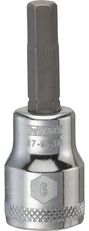 DEWALT DWMT87973OSP Fractional Hex Bit Socket, 6 mm Tip, 3/8 in Drive, Polished Chrome Vanadium, 1-31/32 in OAL