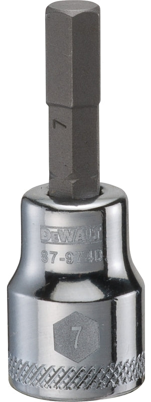 DEWALT DWMT87974OSP Fractional Hex Bit Socket, 7 mm Tip, 3/8 in Drive, Polished Chrome Vanadium, 1-31/32 in OAL