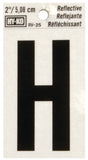 Hy-Ko RV-25/H Reflective Letter, Character: H, 2 in H Character, Black Character, Silver Background, Vinyl, Pack of 10