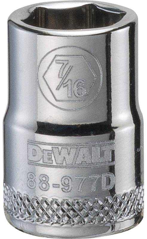 DEWALT DWMT88977OSP Hand Socket, 7/16 in Socket, 3/8 in Drive, 6-Point, Vanadium Steel, Polished Chrome