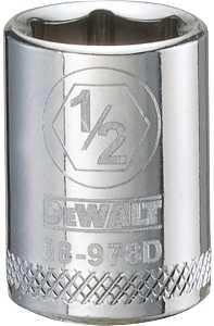 DEWALT DWMT88978OSP Hand Socket, 1/2 in Socket, 3/8 in Drive, 6-Point, Vanadium Steel, Polished Chrome